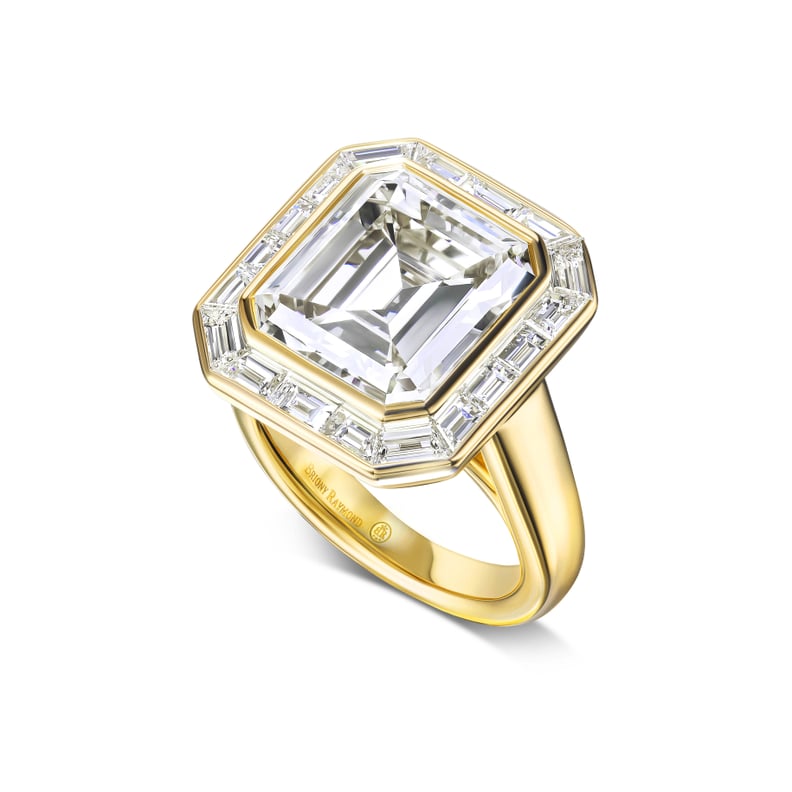 Baguette Halo Diamond Engagement Rings
