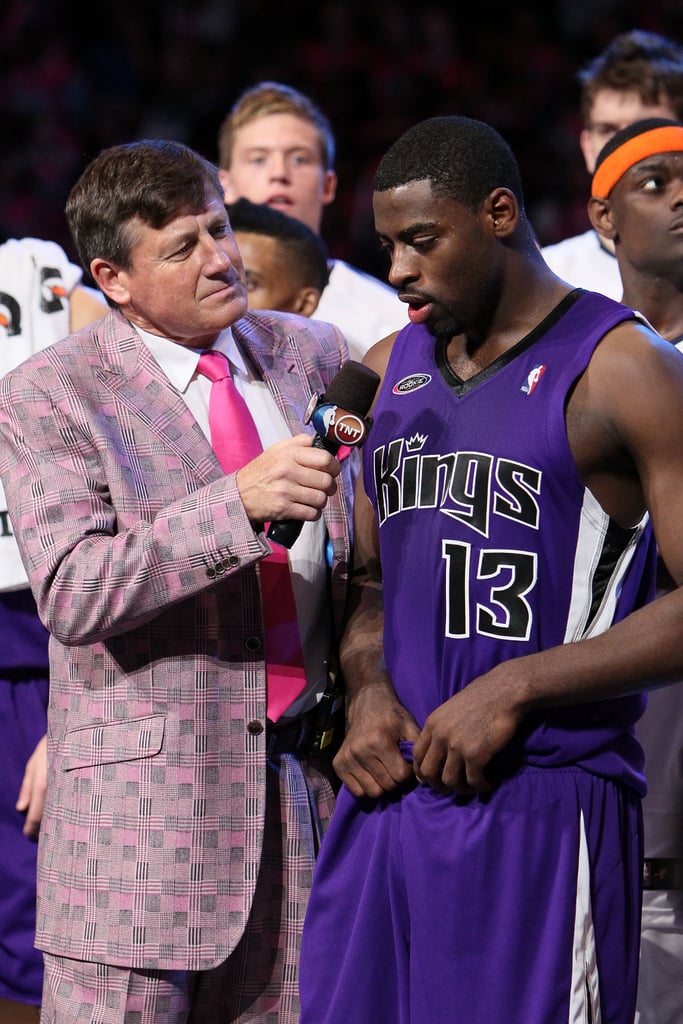 Craig Sager in a Pink and Purple Plaid Suit