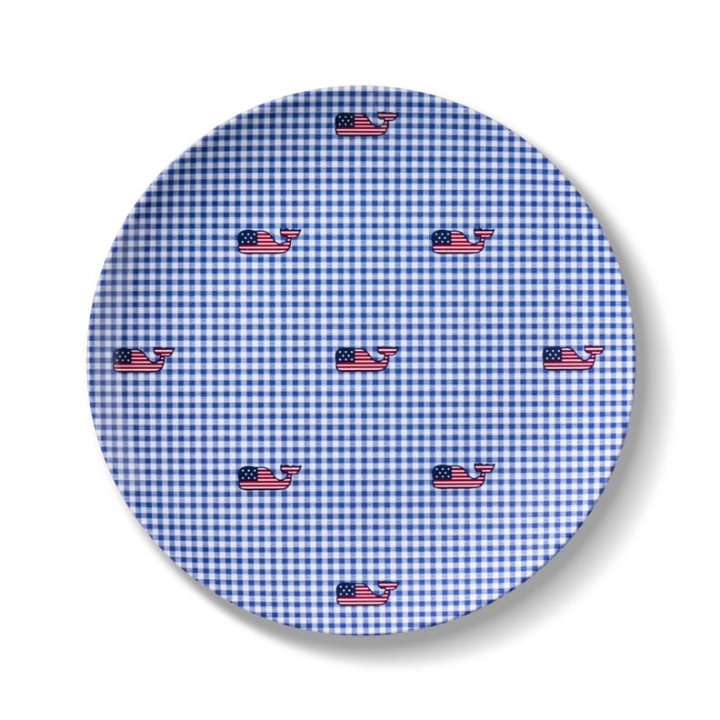 Flag Whale and Gingham Melamine Salad Plate