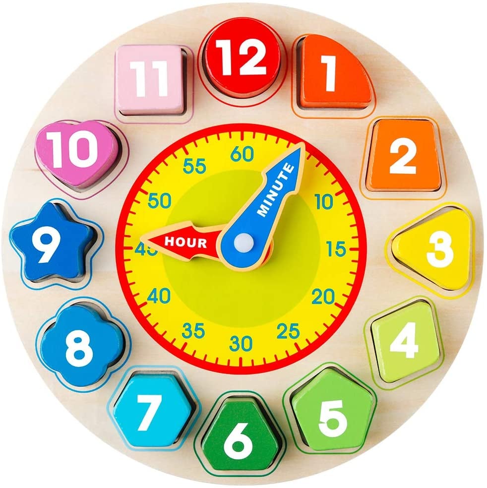 Coogam Wooden Shape Color Sorting Clock