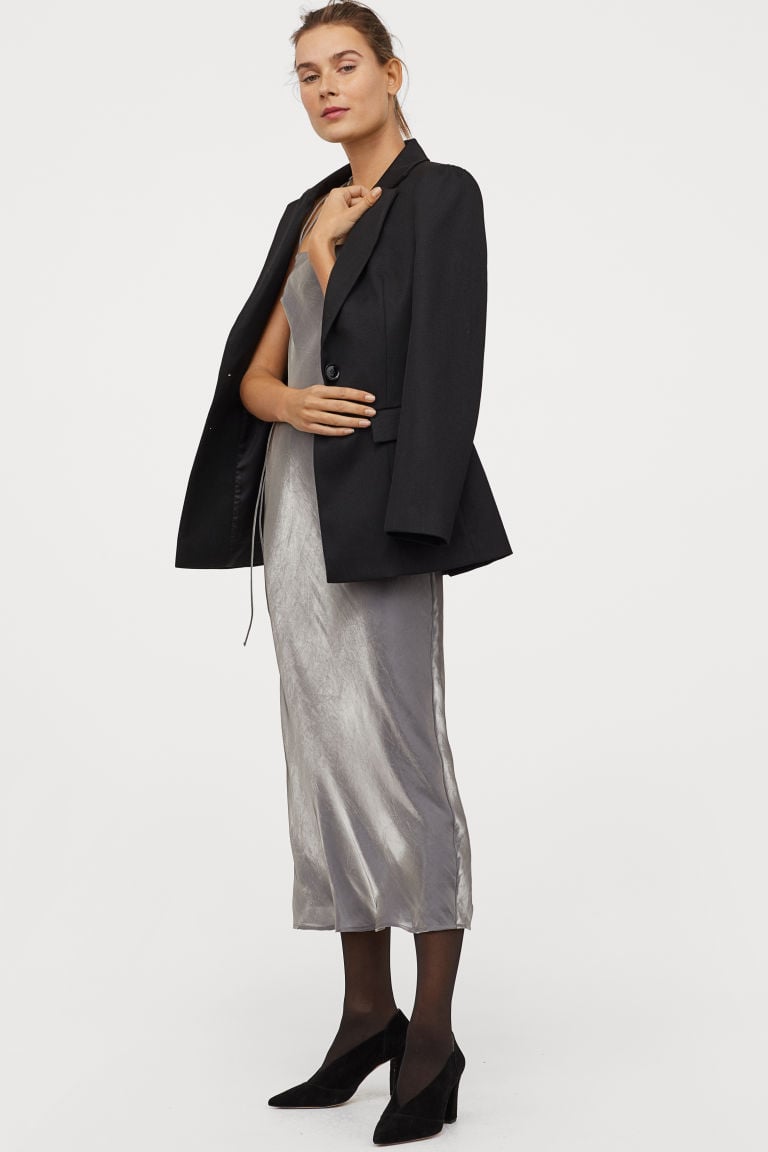 h&m silver metallic dress