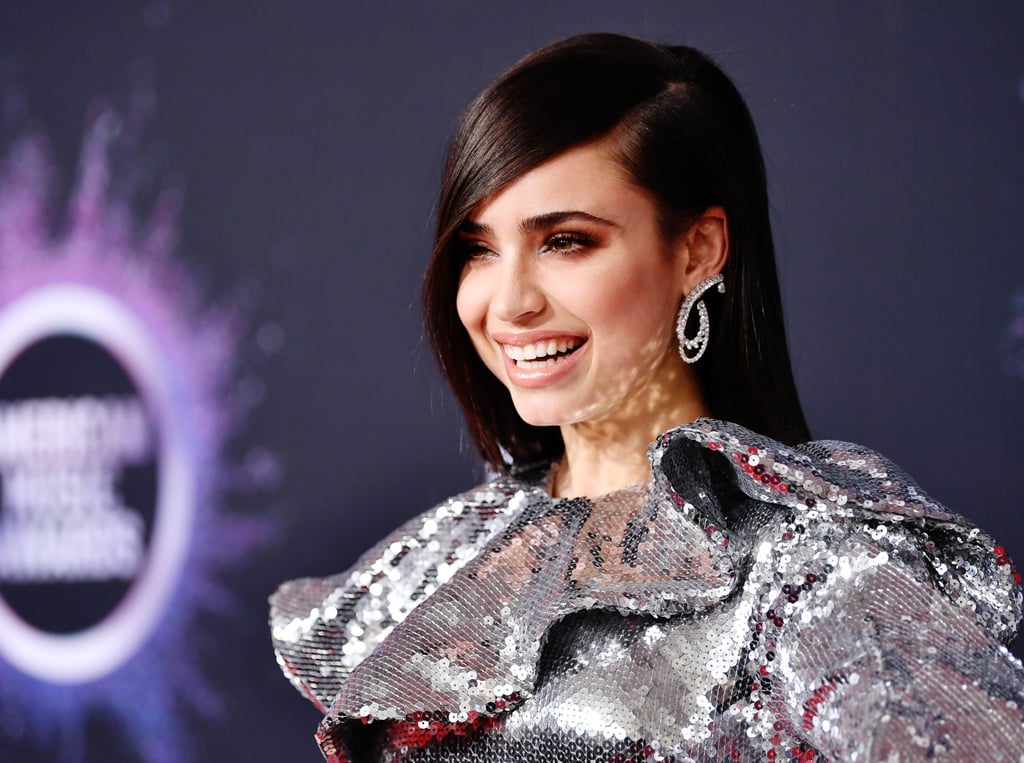 Sofia Carson's Silver Sequin One-Shoulder Dress at the AMAs