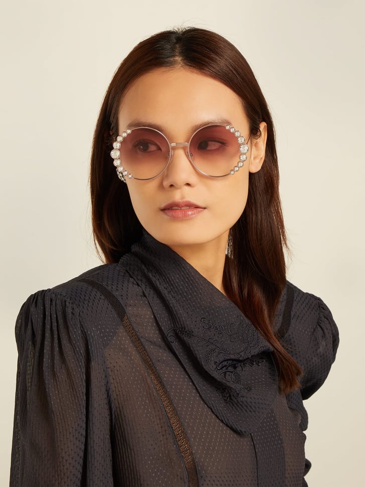 Fendi Crystal Embellished RoundFrame Sunglasses Sunglasses Trends