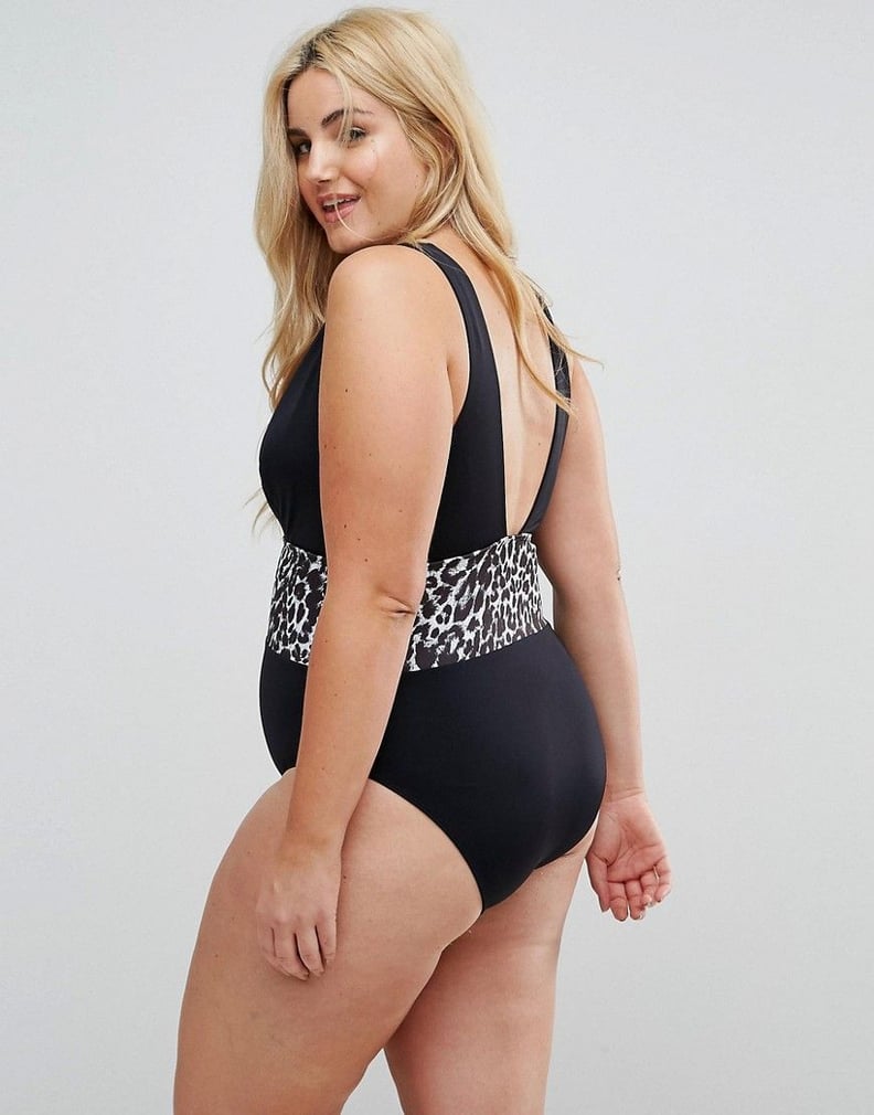 Asos Curve Leopard Print Corset Supportive Swimsuit