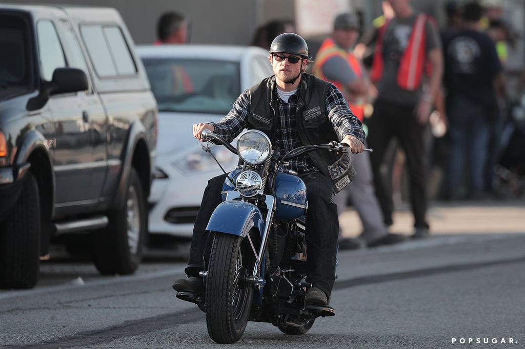 Charlie Hunnam took to the LA streets in a motorcycle while filming an episode of Sons of Anarchy on Wednesday.