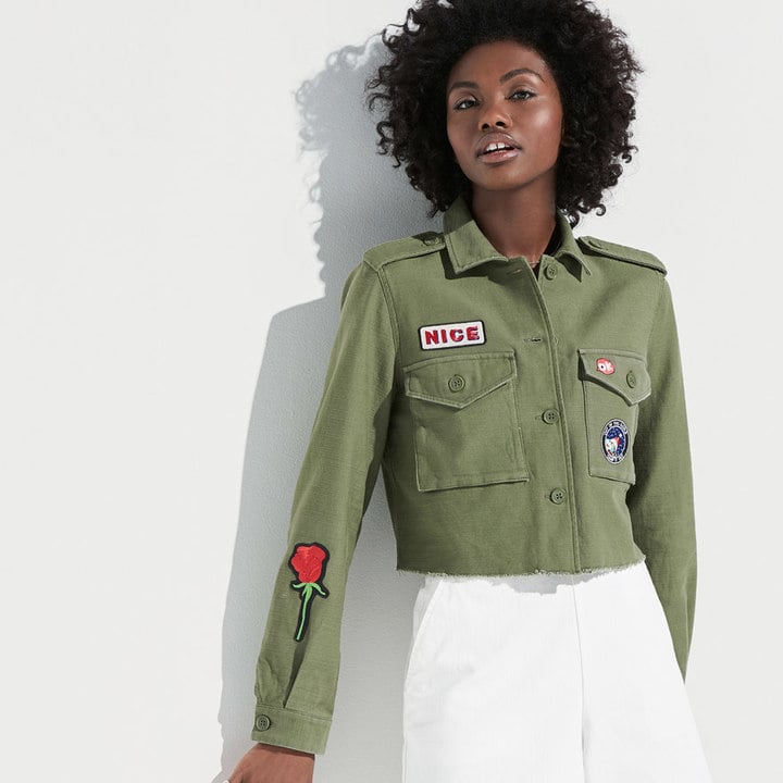 Patch Cropped Military Jacket | Guys 