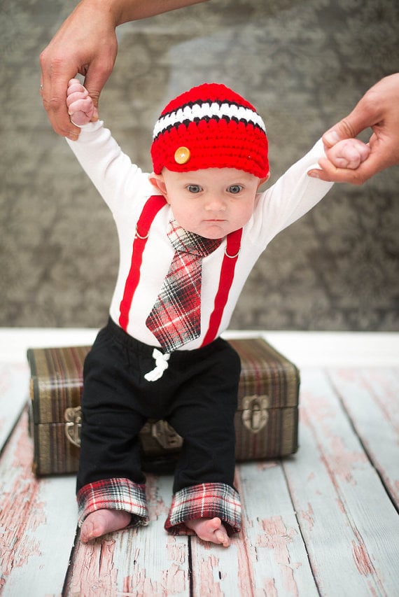 baby boy christmas outfit with suspenders