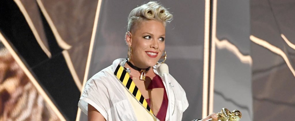 Pink Wearing Fump Truck Flag at the 2017 MTV VMAs