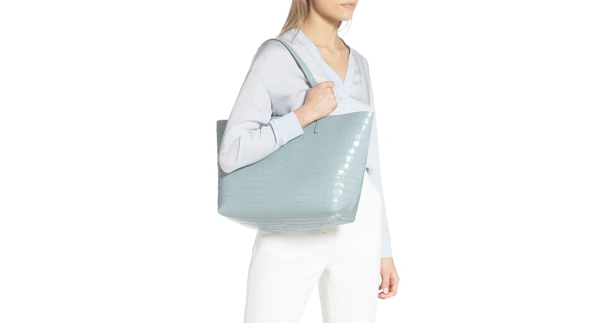 croc embossed leather tote