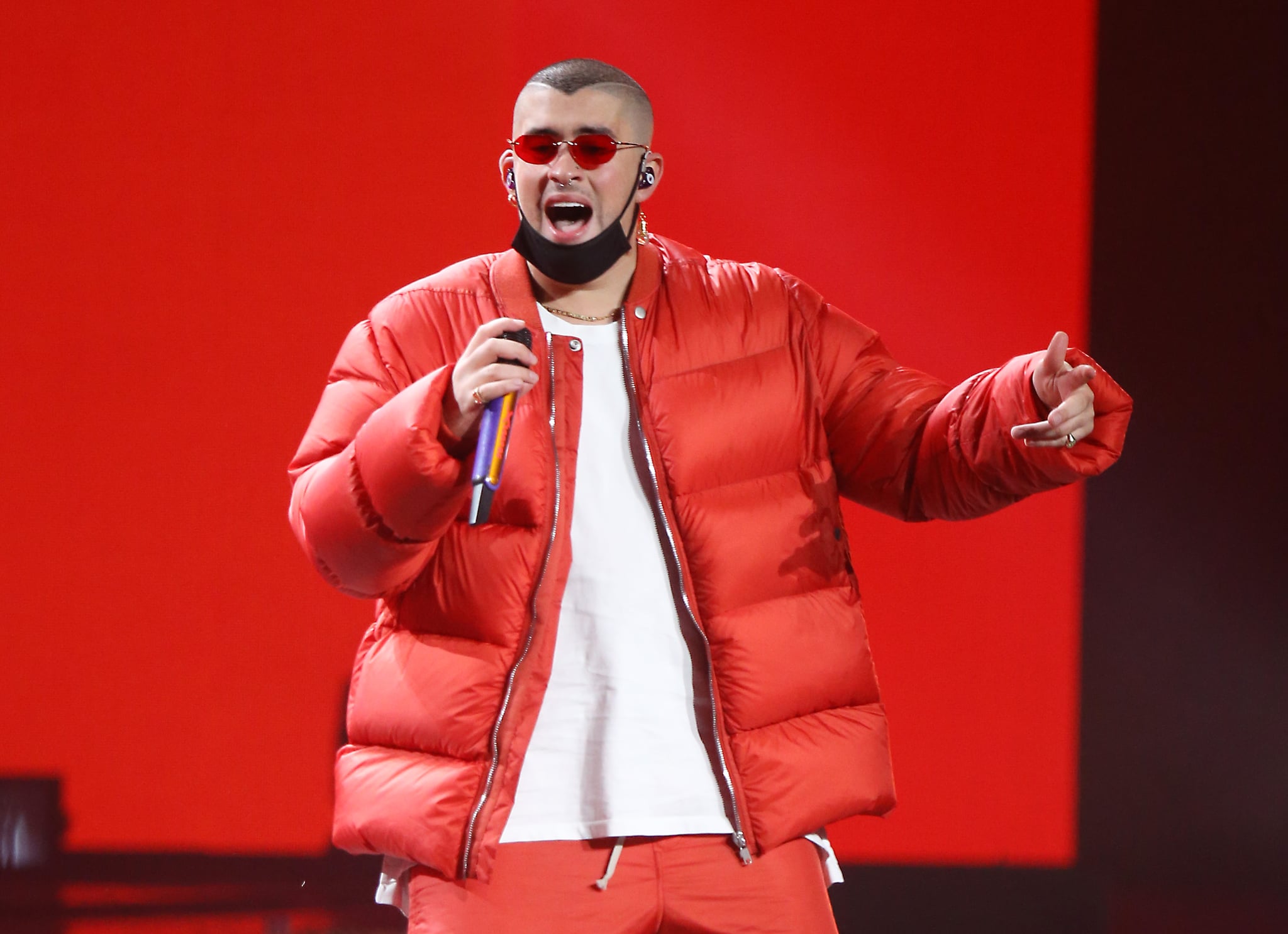 LAS VEGAS, NEVADA - NOVEMBER 14: Bad Bunny performs onstage during the 20th Annual Latin GRAMMY Awards held at MGM Grand Garden Arena on November 14, 2019 in Las Vegas, Nevada. (Photo by Michael Tran/FilmMagic)
