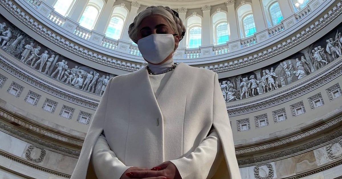 Lady Gaga’s Powerful White Cape Coat at Capitol Hill Is a Nod to the Suffragette Movement