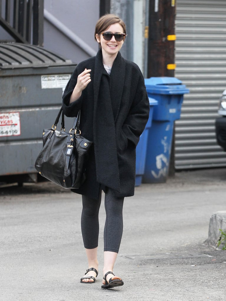 Lily Collins was back in black for her Friday in LA.
