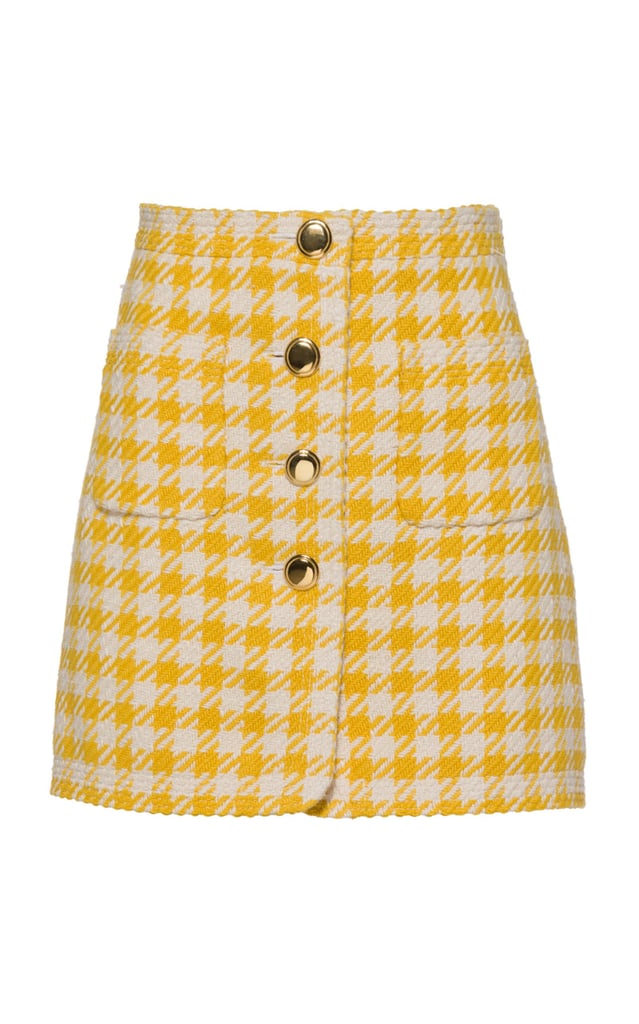 Miu Miu Houndstooth Tweed Miniskirt in Yellow