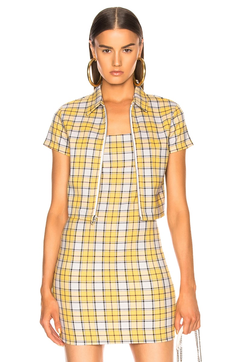 Miaou Raquel Zip Top in Yellow Plaid