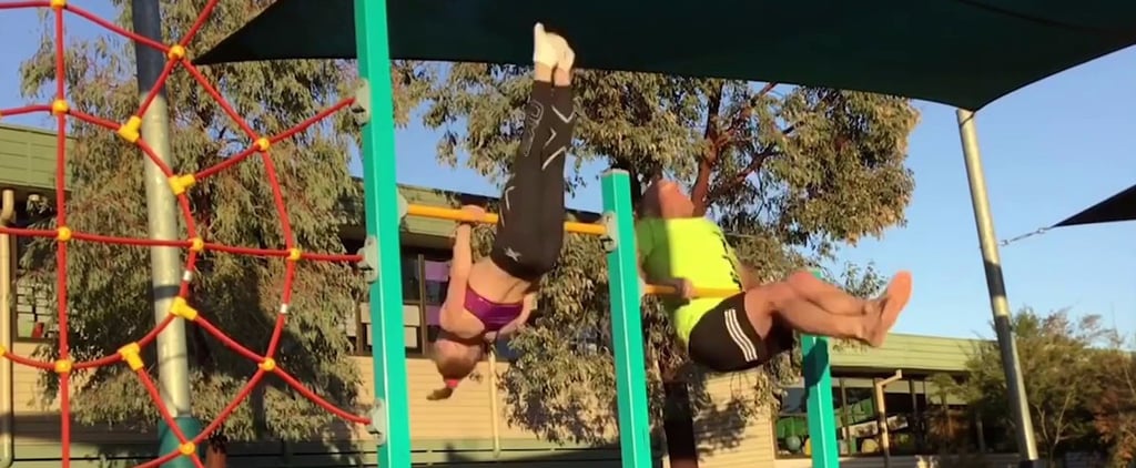 Dad Attempts Daughter's Gymnastics Moves