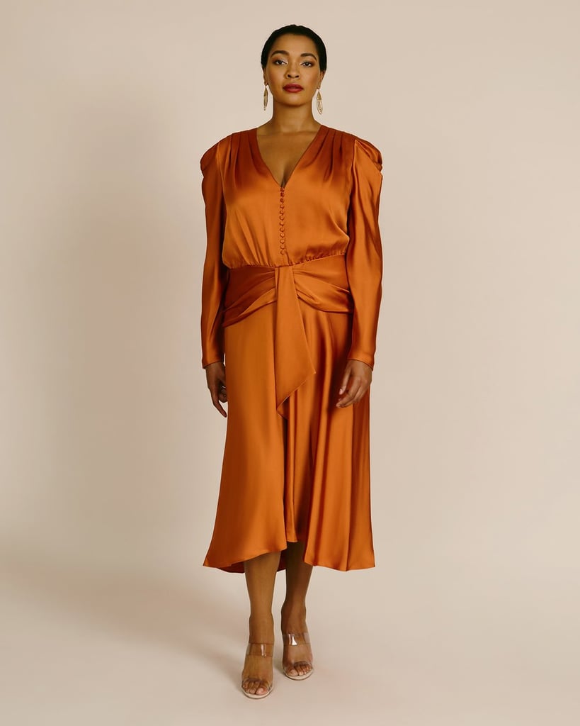 Jonathan Simkhai Annalise Satin Puff-Sleeve Midi Dress | The Best Dresses of Fall 2020 