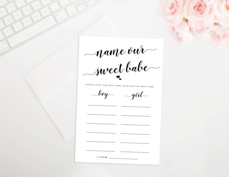 Name Our Sweet Babe Printable Baby Shower Game