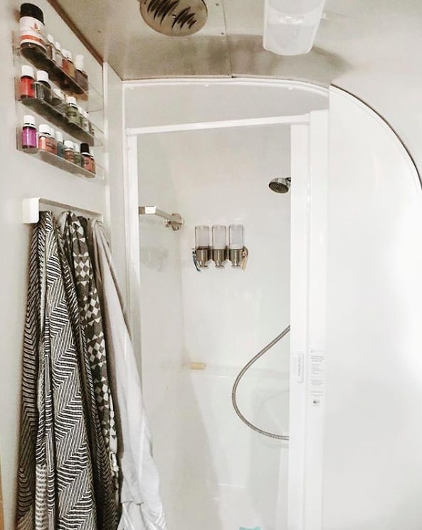 With sharing a tiny space comes sharing a tiny bathroom.