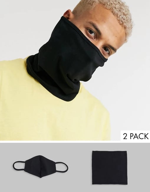 ASOS Design 2-Pack Organic Cotton Snood and Face Covering