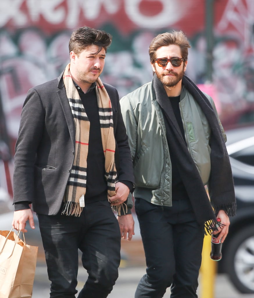 Jake Gyllenhaal and Marcus Mumford (of Mumford and Sons) caught up in
