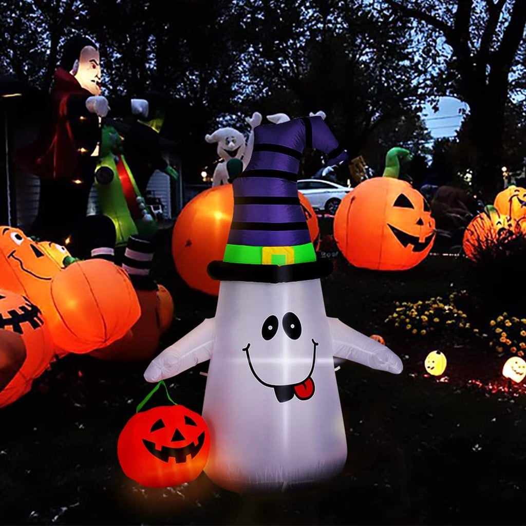 An Adorable Find: VivoHome Inflatable LED White Ghost with Pumpkin Lantern Outdoor Decoration