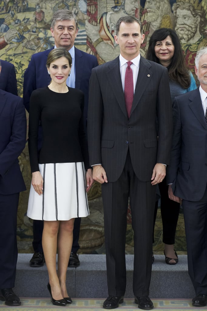 Queen Letizia Wearing a Black and White Outfit June 2016
