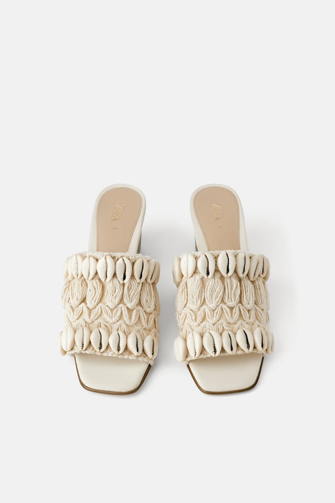 Zara Natural Coloured Heeled Mules With 