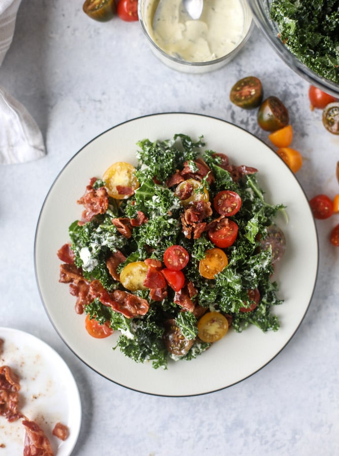 BLT Shredded Kale Breakfast Salad With Greek Yogurt Dressing ...