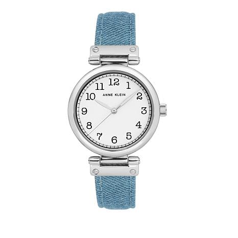 Anne Klein Silvertone Light Denim Watch