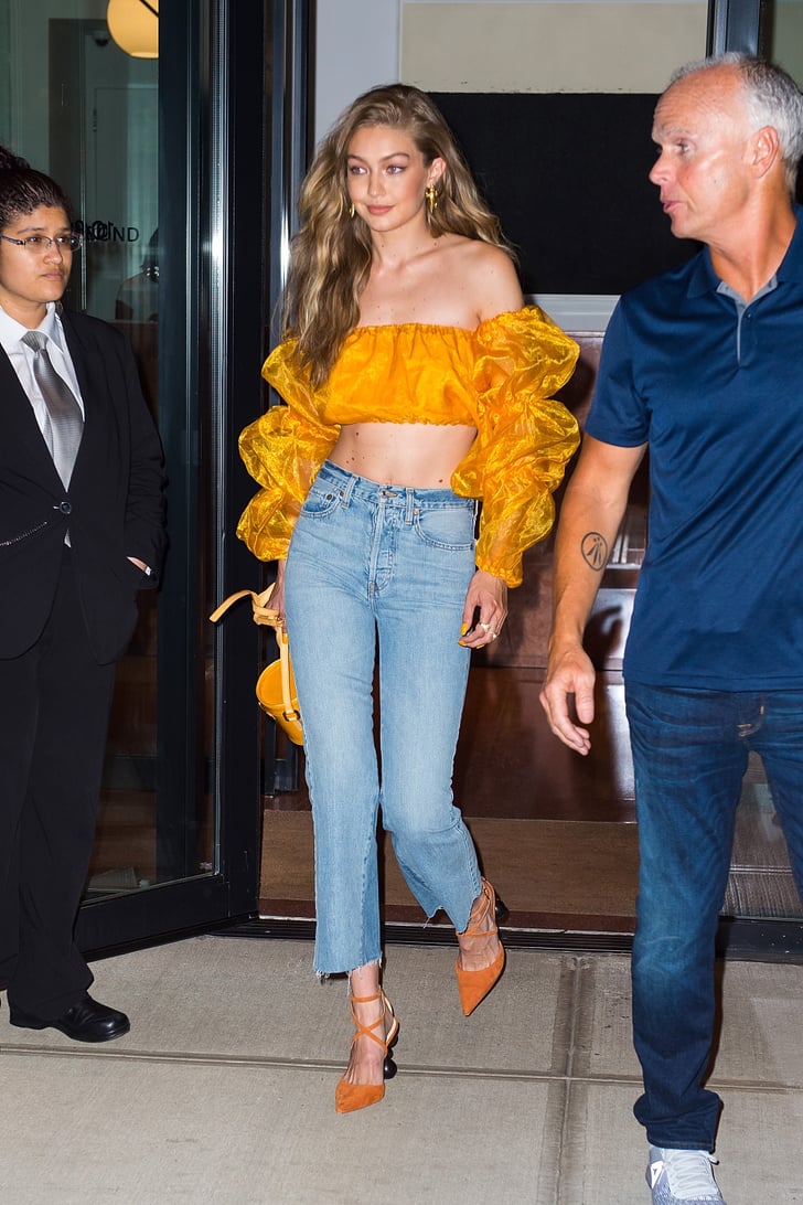 Gigi Hadid Wearing Orange Crop Top July 2018