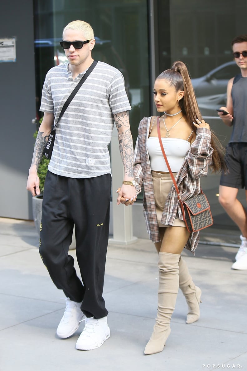 Ariana Grande Outfit: A Plaid Flannel + Miniskirt + Fendi Bag