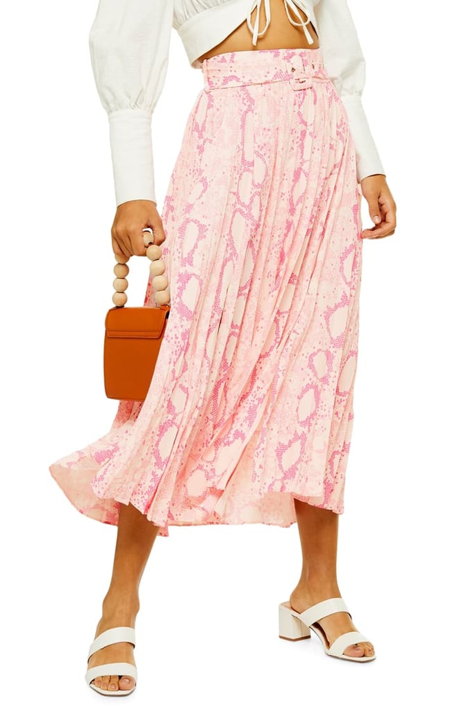 Topshop Snake Print Midi Skirt