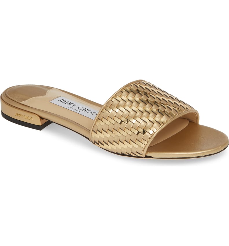 Jimmy Choo Joni Woven Metallic Slide Sandal