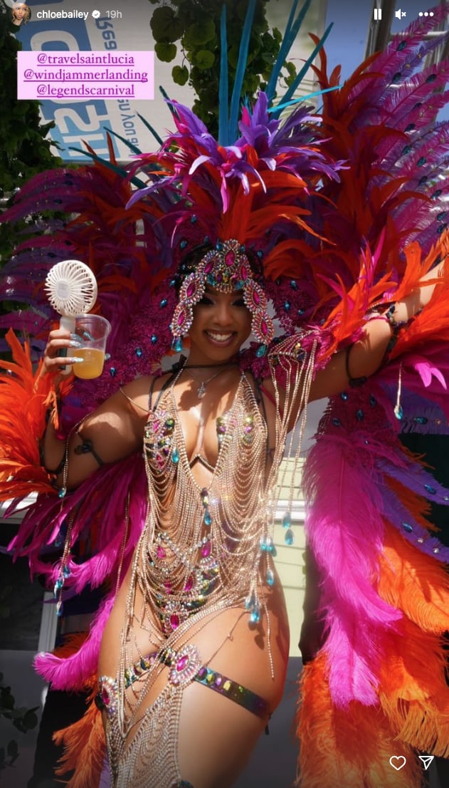 Chloe Bailey's Bejeweled Thong Bodysuit at Carnival