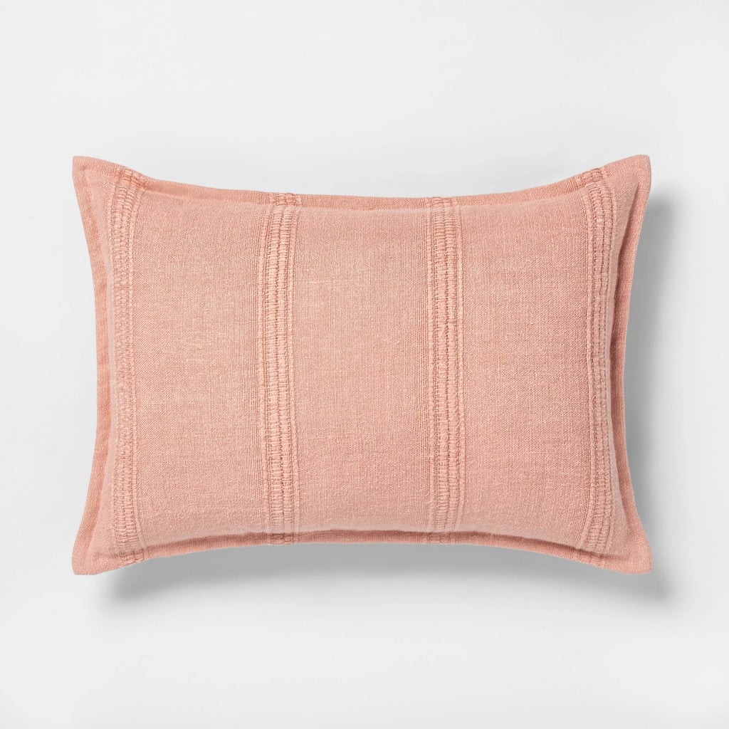 Textured Stripe Lumbar Pillow Copper