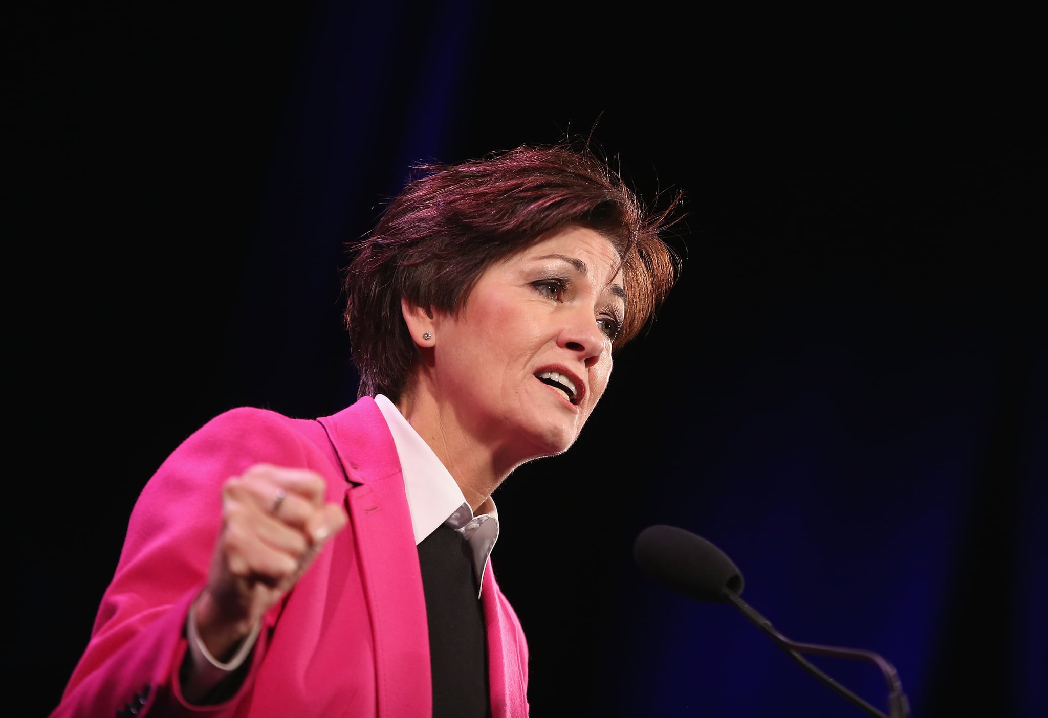 DES MOINES, IA - JANUARY 24:  Iowa Lt. Gov. Kim Reynolds speaks to guests  at the Iowa Freedom Summit on January 24, 2015 in Des Moines, Iowa. The summit is hosting a group of potential 2016 Republican presidential candidates to discuss core conservative principles ahead of the January 2016 Iowa Caucuses.  (Photo by Scott Olson/Getty Images)