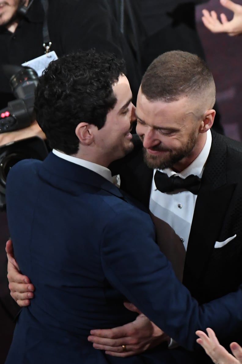 Damien Chazelle whispered in Justin Timberlake's ear.