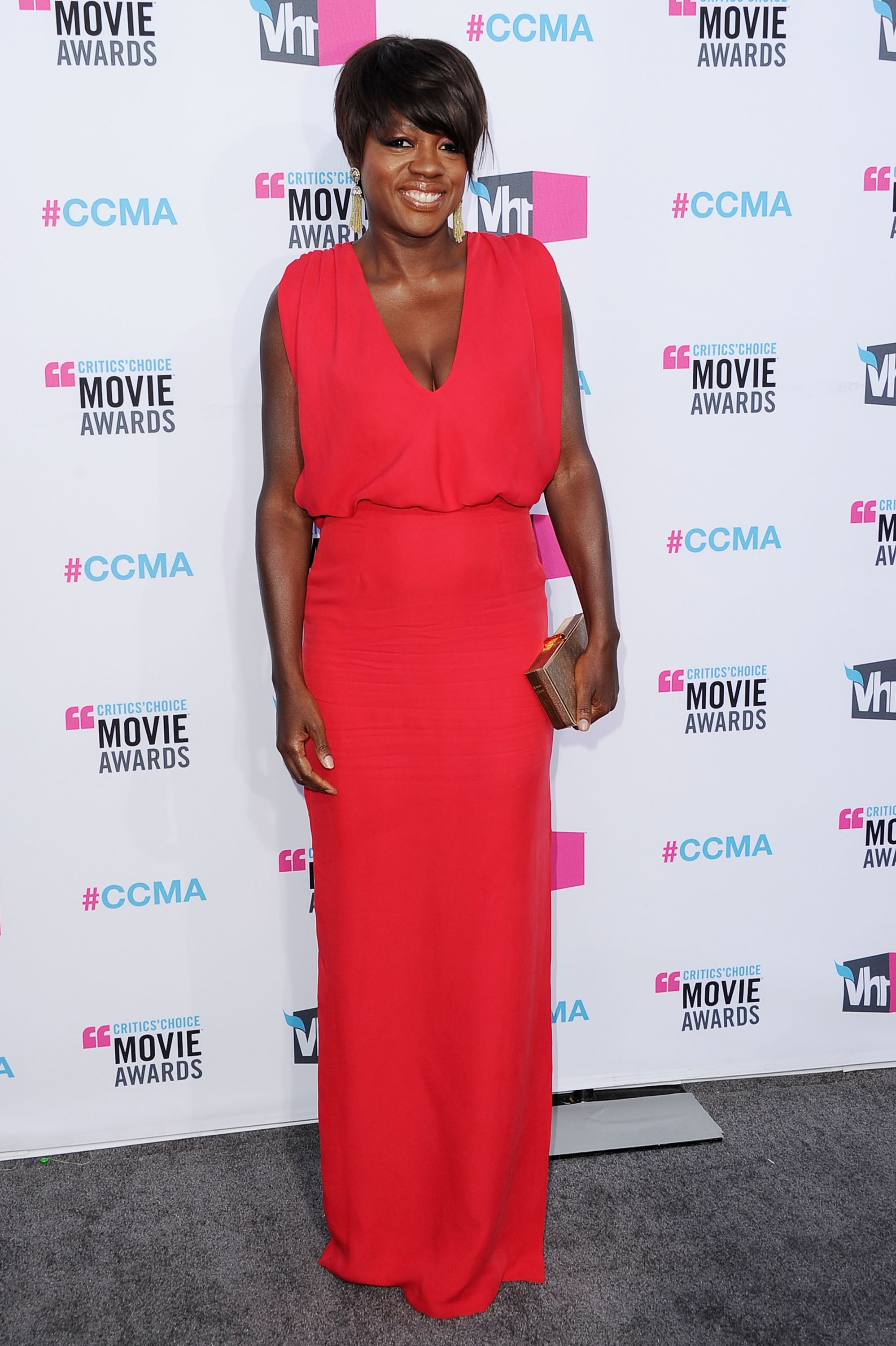 Viola Davis was in red at the 2012 Critics' Choice Movie Awards.