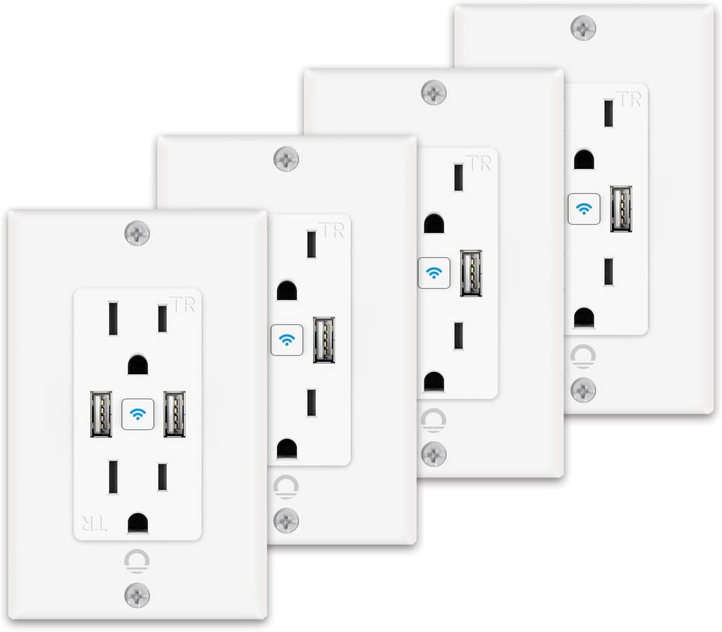 Lumary In-Wall Smart Outlet With 2 USB Ports (4 Pack)