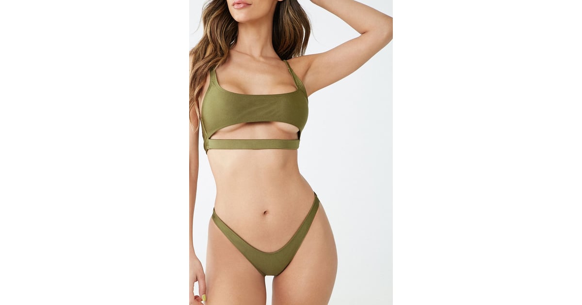 scoop neck cutout bikini top