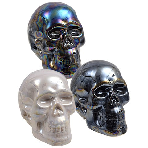 Pearlized Ceramic Halloween Skulls