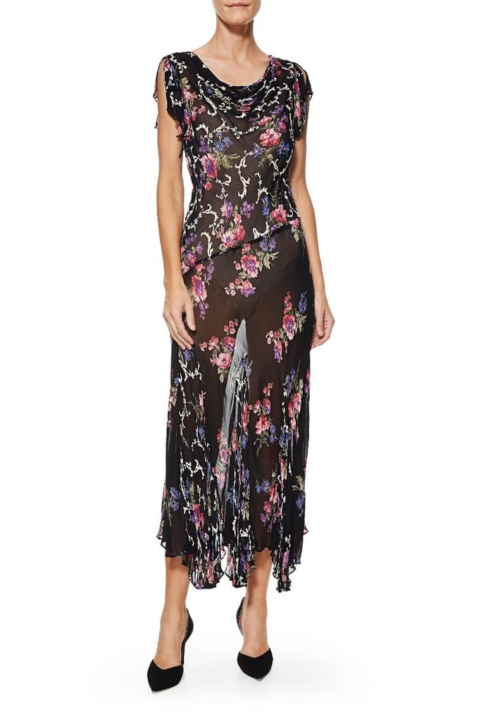 Vintage 1990s Black Chiffon Floral Maxi Dress | Jennifer Aniston's ...