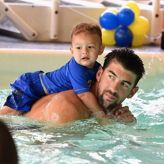 Michael Phelps Swimming With Son Boomer August 2017