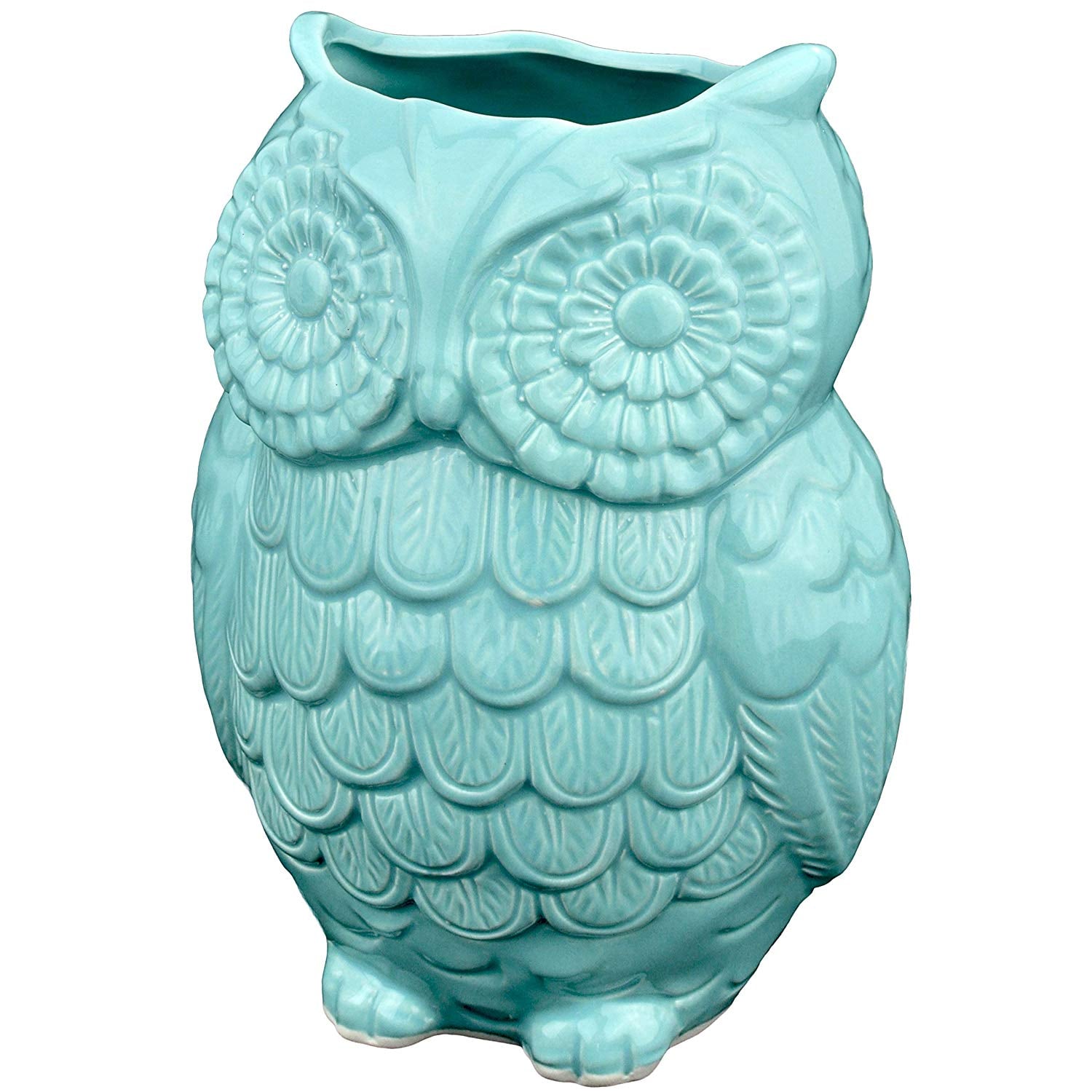 Aqua Blue Owl Design Ceramic Cooking Utensil Holder Why So Blue