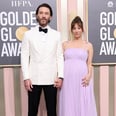 Kaley Cuoco Cradles Her Baby Bump, Kisses Tom Pelphrey on the Golden Globes Red Carpet