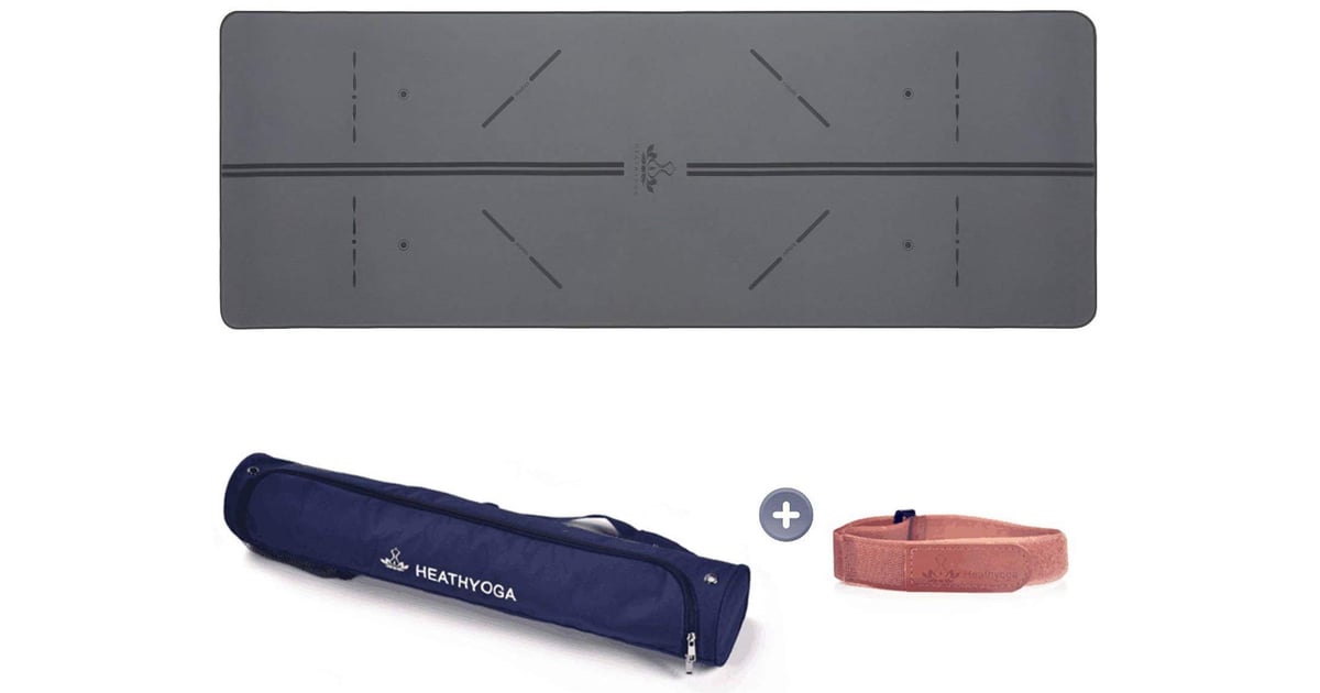 Heathyoga ProGrip Yoga Mat With Body Alignment Lines Best Gifts For