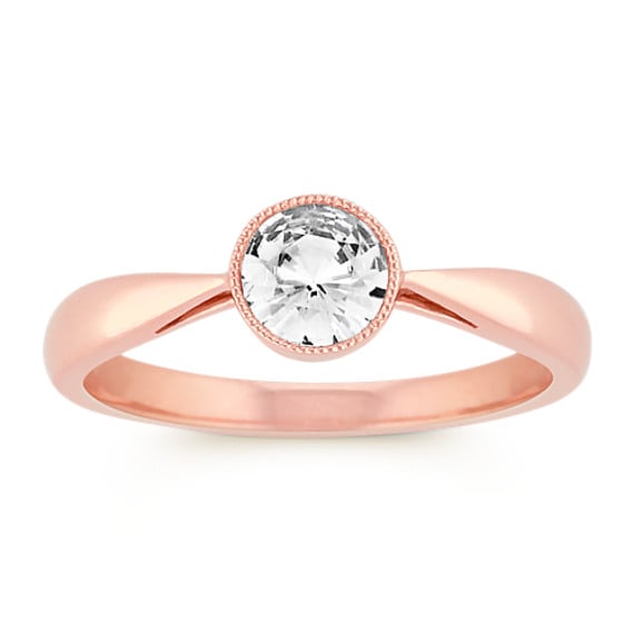 Shane Co.'s Round Bezel-Set White Sapphire Ring in 14k Rose Gold