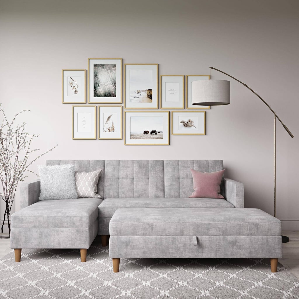 A Sectional Sofa: Room & Joy Hugo Chenille Storage Sectional Futon