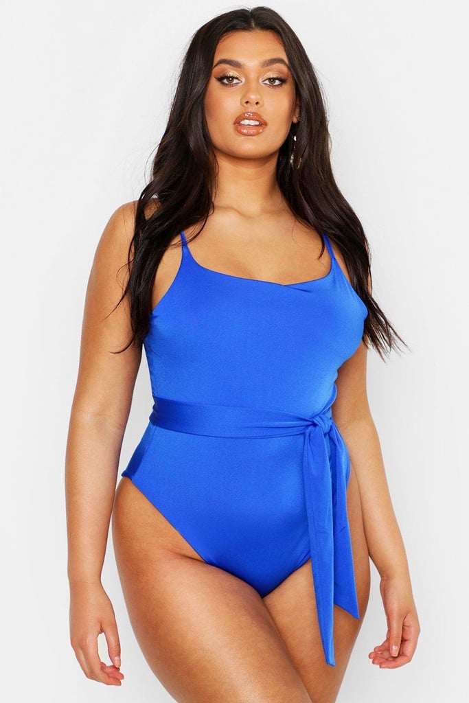 Boohoo Plus Belted Swimsuit
