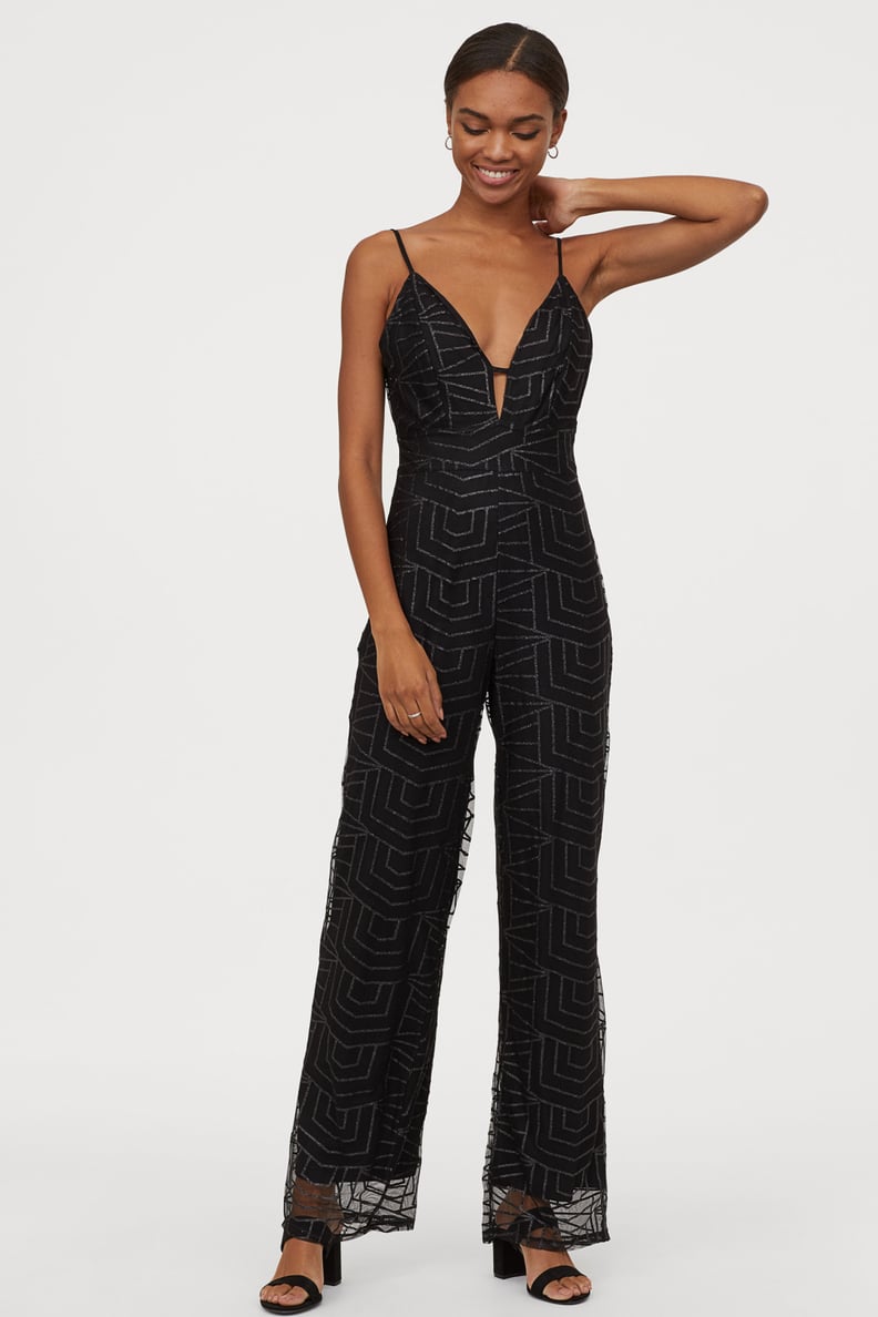 H&M Glittery Mesh Jumpsuit